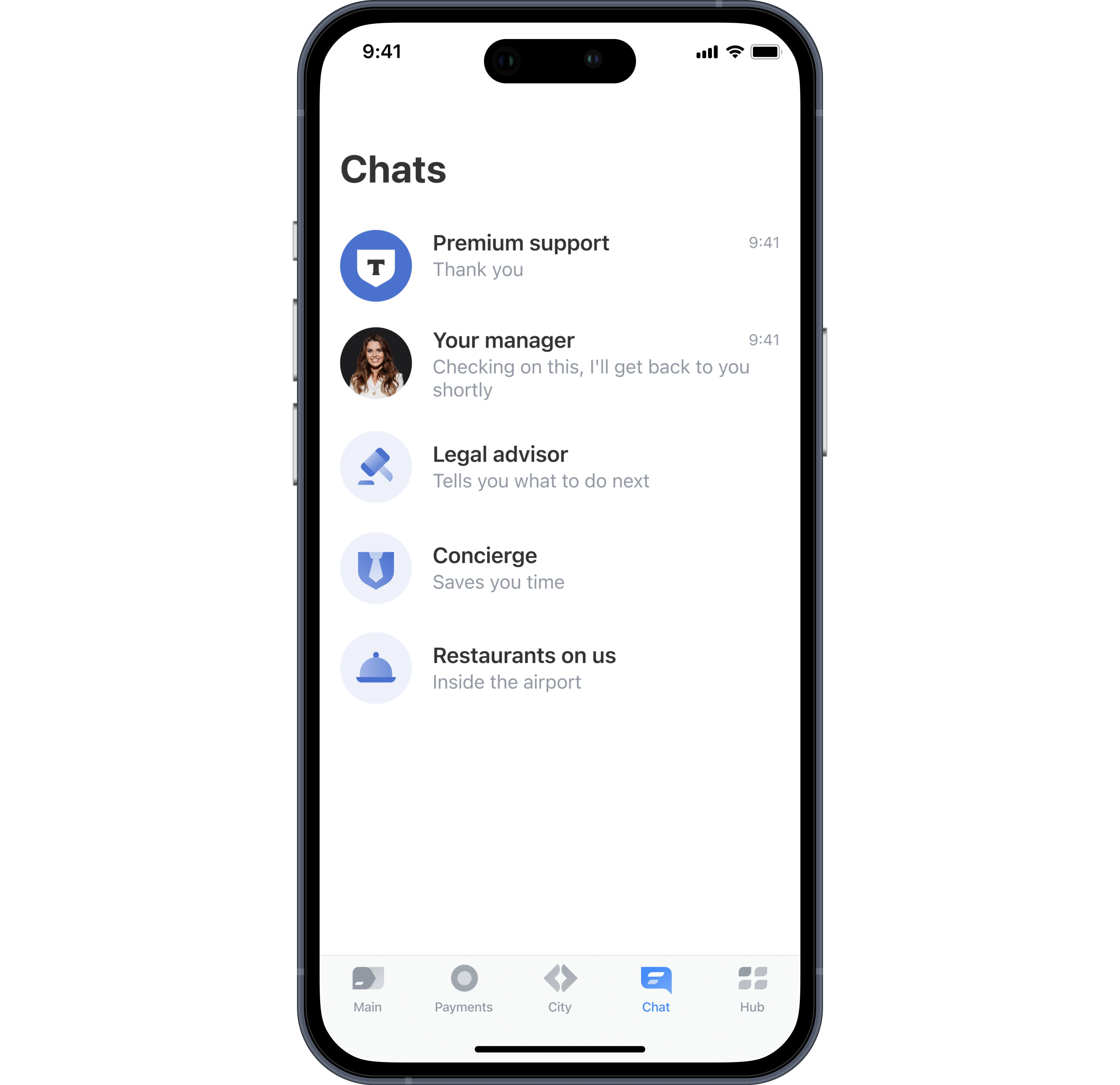 A list of service conversations for the Premium segment